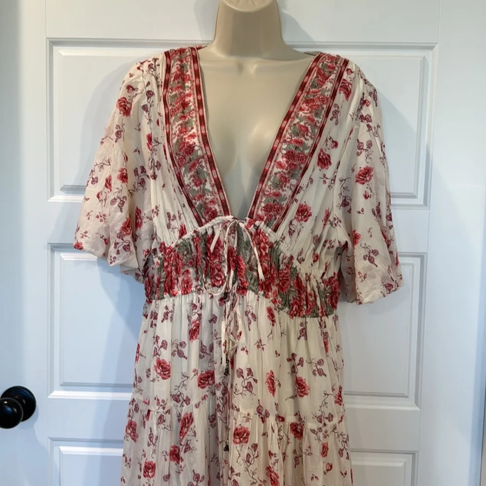 Free People Lysette Maxi Dress Floral Summer V neckline Dress large - Picture 6 of 15